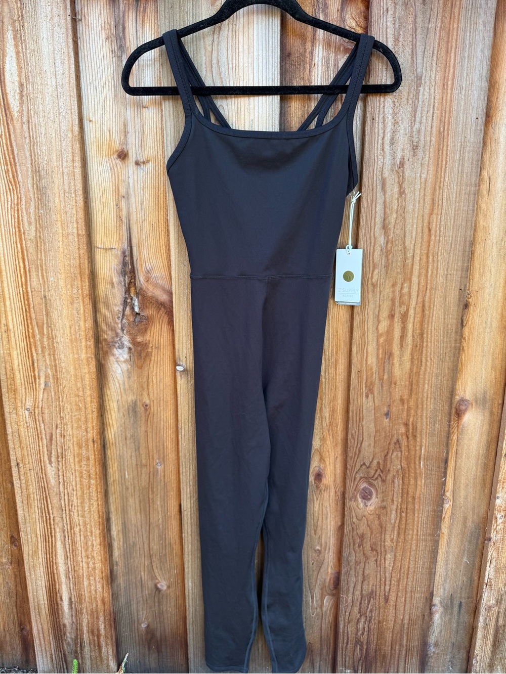 Z Supply Black Sleeveless Square-Neck Jumpsuit